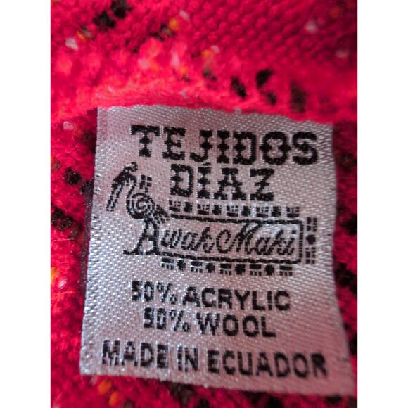 VTG Woven Poncho Cape Fringe Wrap Boho Andean Southwestern Wool Blend Cabincore - Picture 5 of 5